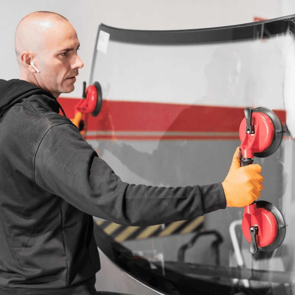 man replacing a windscreen